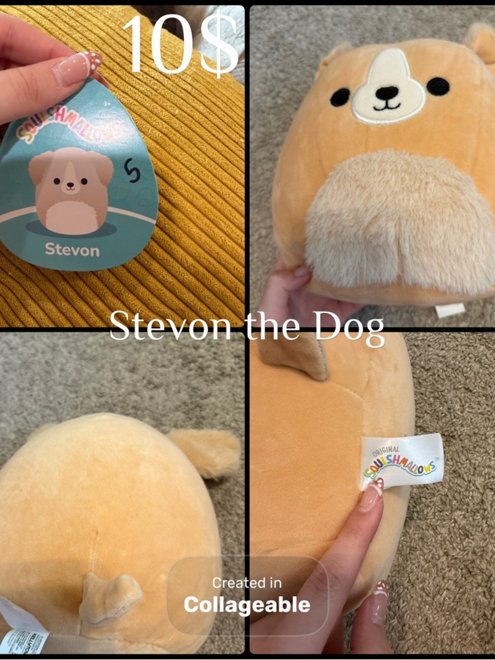 Squishmallows Stevon the Dog Plush - Tan and Cream